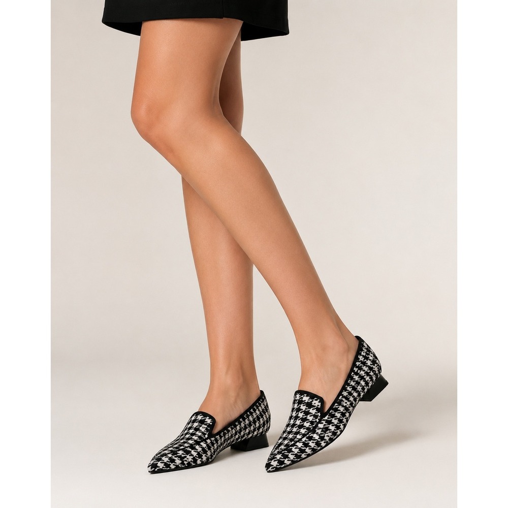 VIVAIA Houndstooth Knit Pointed Toe Loafers  - Size‎ EU 38 / US 7-7.5 / NWT